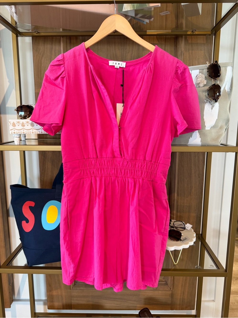 THML Hot Pink V-Neck Romper
